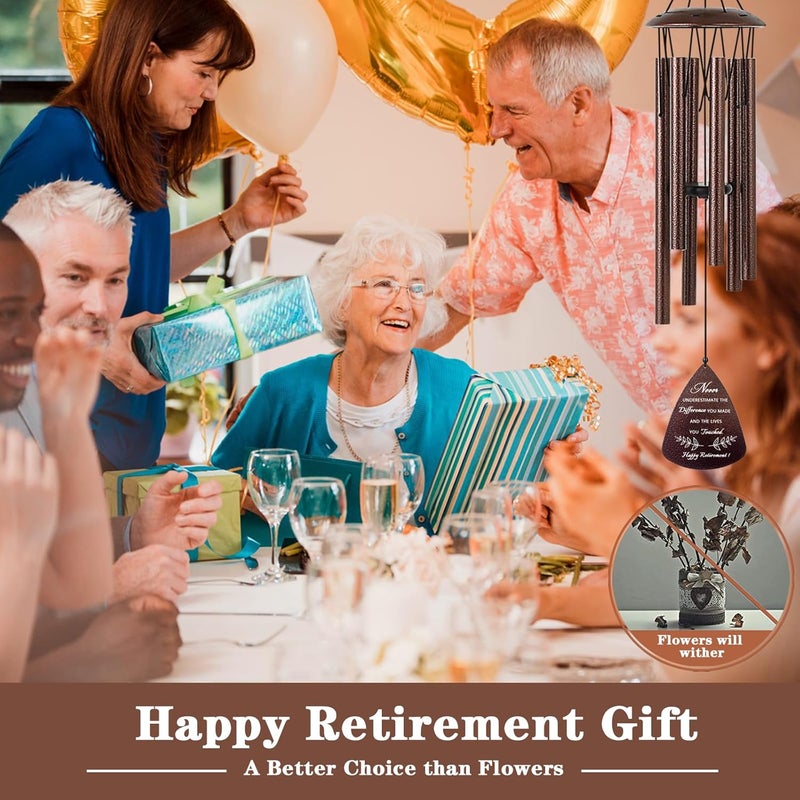 Soopau Retirement Gift for Woman Men, 32" Wind Chimes Retirement Gifts, Happy Retirement Gifts for Coworker Colleague Boss Teachers Nurses Friends, Going Away Gifts Retirement Decorations - Image 2